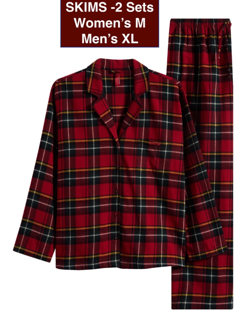 SKIMS PAJAMA SET Men's XL and Women's M Bundle sale